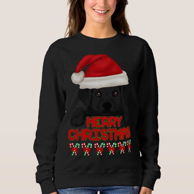 Sudadera ¡Feliz Navidad, Labrador Negro, policía! Es (Anverso)