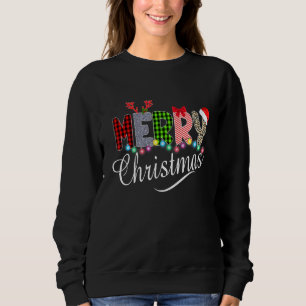 Sudadera Feliz Navidad Leopardo Búfalo Cuadros Rojos Para H