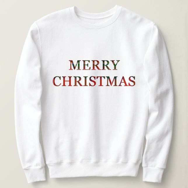 Sudadera Feliz Navidad Letras Cuadros Rojos (Anverso del diseño)