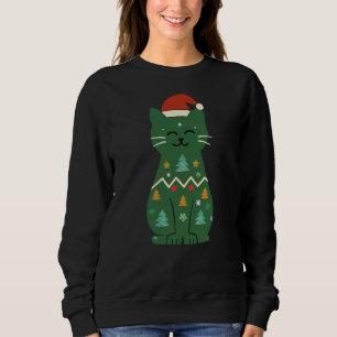 Sudadera Feliz Navidad Luces de Navidad Gato Negro