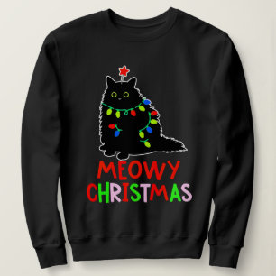 Sudadera Feliz Navidad Luces de Navidad Pijamas Gato Negro