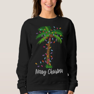 Sudadera Feliz Navidad Luces Palm Tree Beach Navidad Pajama
