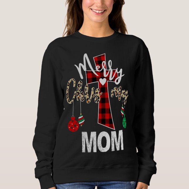 Sudadera Feliz Navidad Mamá Dios Cruz Roja Cristiana Placa (Anverso)