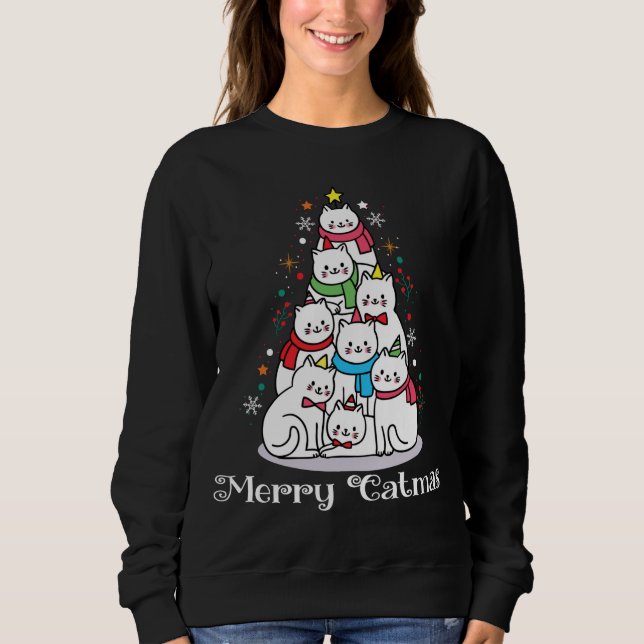 Sudadera Feliz Navidad Navidad Graciosos Gatos Cuidados Ama (Anverso)
