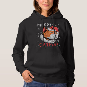 Sudadera Feliz Navidad navideñas a un gato Gorra de Santa C