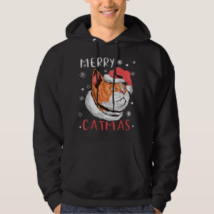 Sudadera Feliz Navidad navideñas a un gato Gorra de Santa C