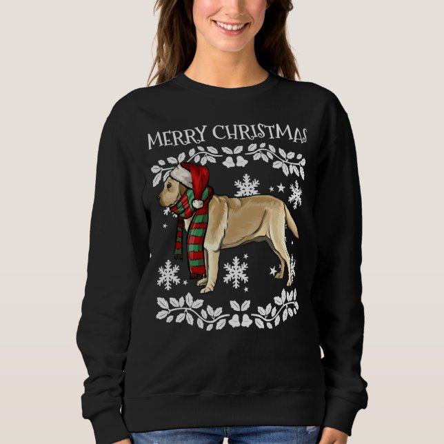 Sudadera Feliz Navidad Ornamento Labrador Recuperar Navidad (Anverso)