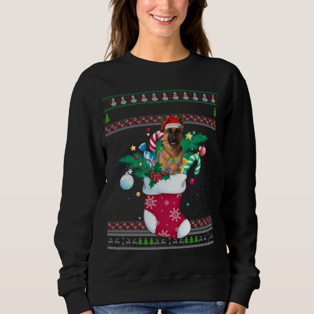Sudadera Feliz Navidad Pastor Alemán De Pastor En Broma Gra (Anverso)