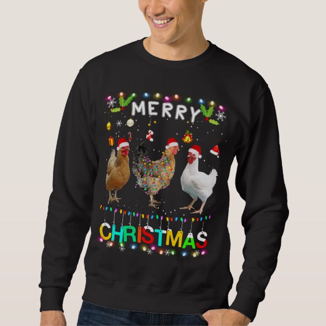 Sudadera Feliz Navidad Pollo Santa Hat Encendido Funn de Na (Anverso)