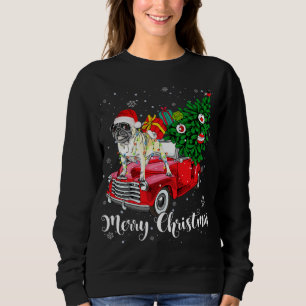 Sudadera Feliz Navidad Pug Lover Santa Light Red Truck Xm