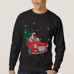 Sudadera Feliz Navidad Pug Perro Camión Rojo Camión Navidad