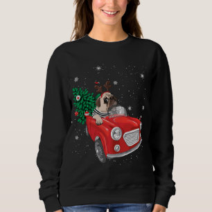 Sudadera Feliz Navidad Pug Perro Camión Rojo Camión Navidad