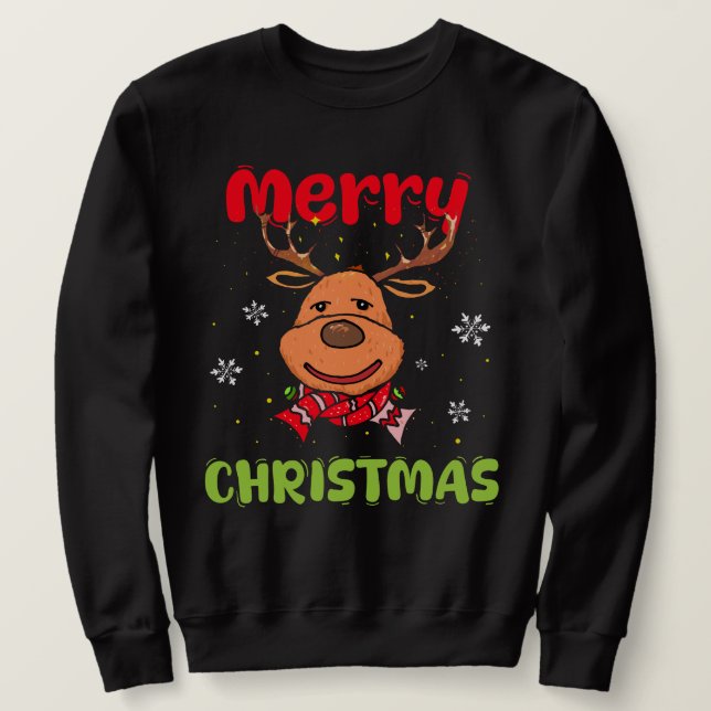 Sudadera Feliz Navidad Reindeante Mujeres Hombres Familia d (Anverso del diseño)