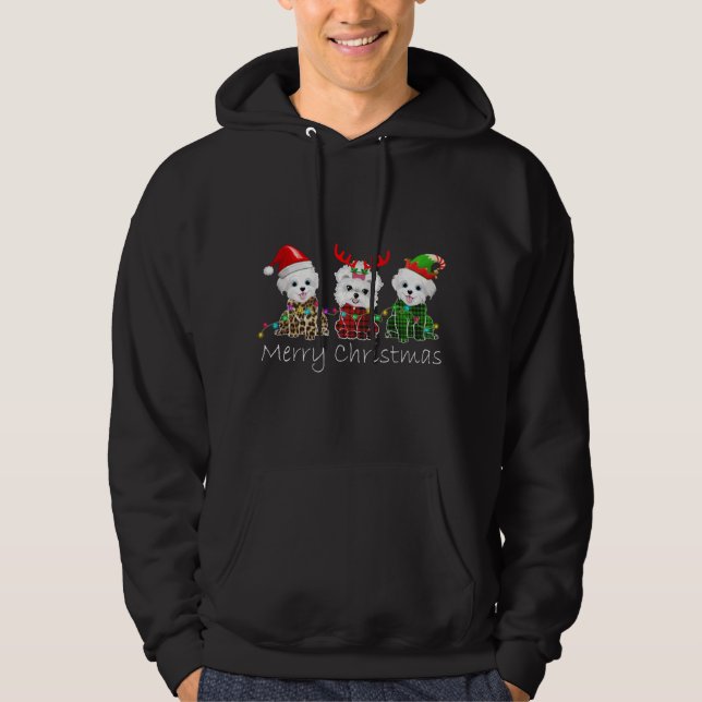 Sudadera Feliz Navidad Reindeo maltés Elf Santa Hat Fai (Anverso)
