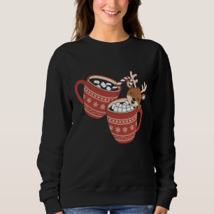 Sudadera Feliz Navidad Reno Cute Familia Navidad Café