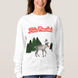 Sudadera Feliz Navidad Retro Pintura de renos rojos