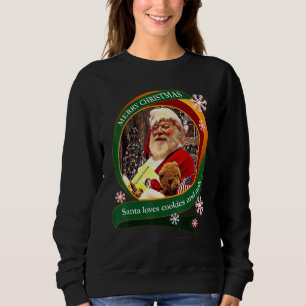 Sudadera Feliz Navidad Santa Ama Galletas y Leche Diseño