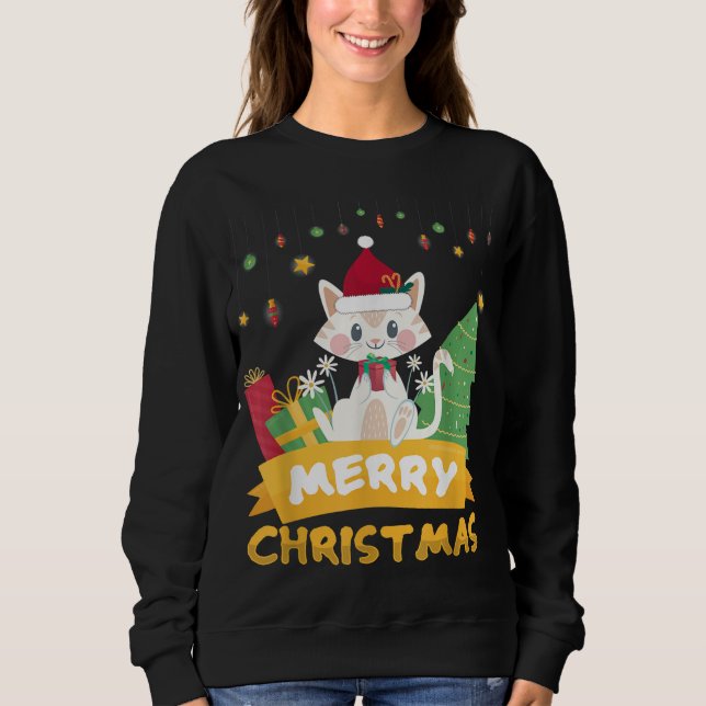 Sudadera Feliz Navidad Santa Claus Cat Lover (Anverso)