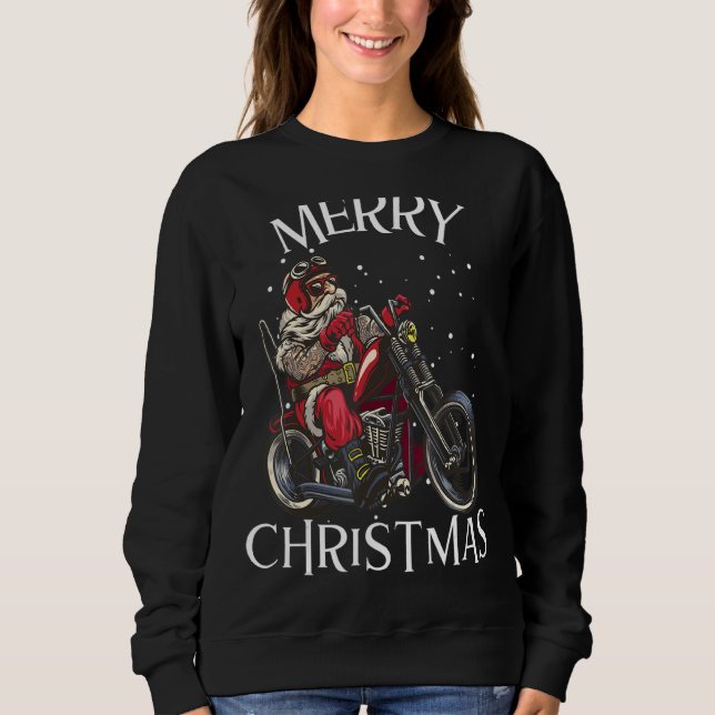 Sudadera Feliz Navidad Santa Claus Motocicleta Enth (Anverso)