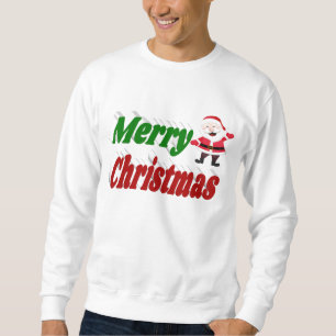 Sudadera Feliz Navidad Santa Claus tipografía verde roja