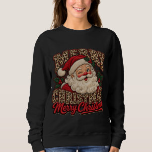 Sudadera Feliz Navidad Santa Estampado Leopardo