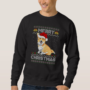 Sudadera Feliz Navidad Santa Hat coincidiendo con Ugly Corg