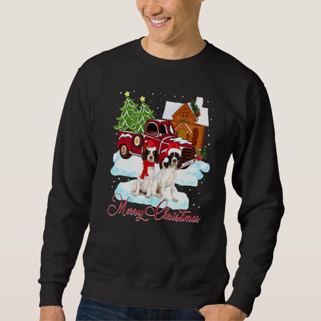 Sudadera Feliz Navidad Santa Inglés Springer Spaniel Dog (Anverso)