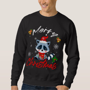 Sudadera Feliz Navidad Santa Raccoon Xmas Luces Funny Fa