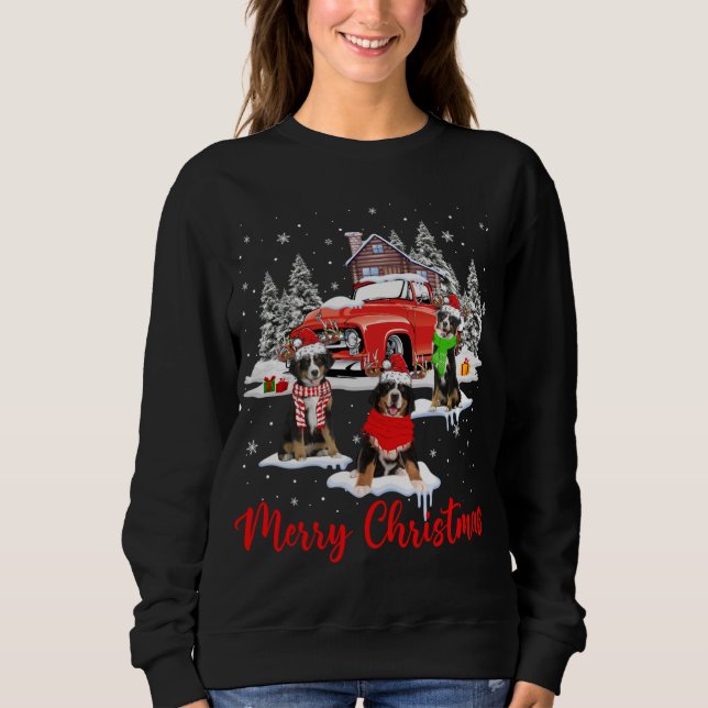 Sudadera Feliz navidad Santa Reindeer Bernese Mountain Wi (Anverso)