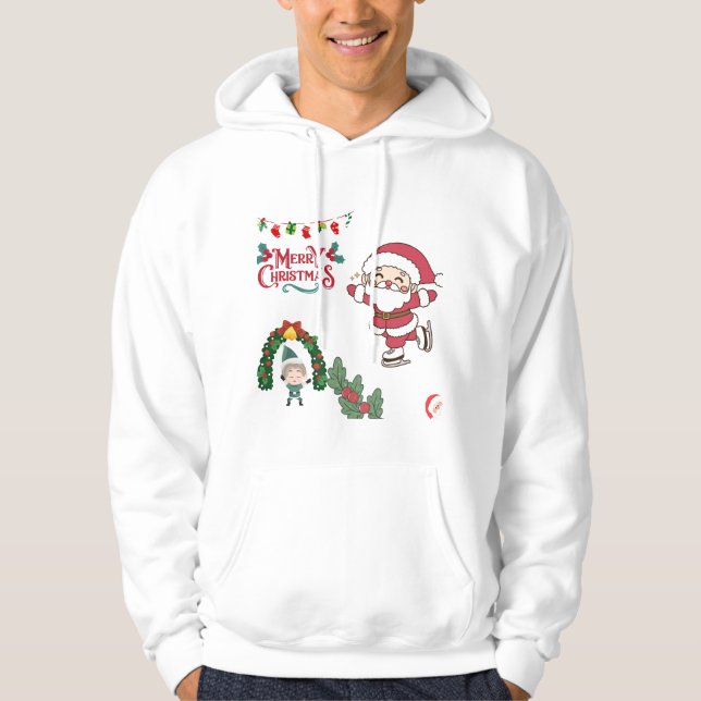Sudadera Feliz Navidad Santa Skater Niños Diversión de Navi (Anverso)
