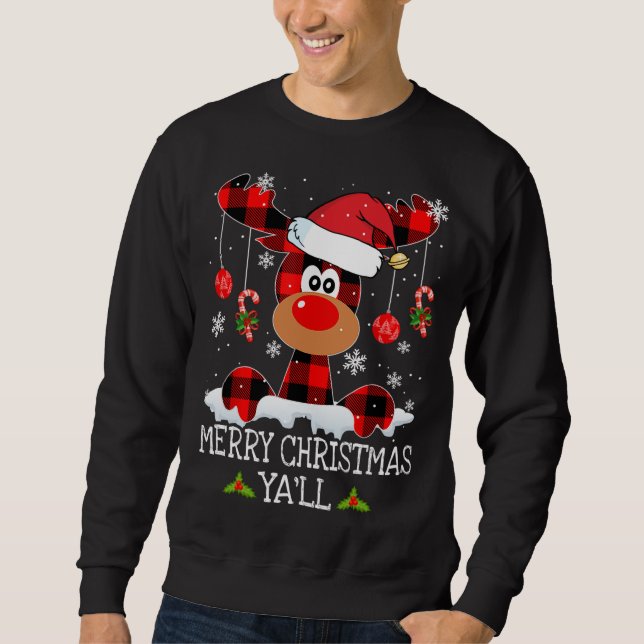 Sudadera Feliz Navidad Serás reno rojo búfalo (Anverso)