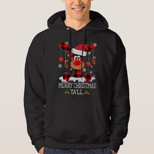 Sudadera Feliz Navidad Serás reno rojo búfalo (Anverso)