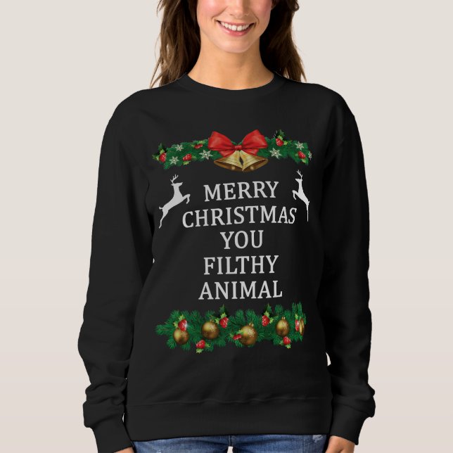 Sudadera Feliz Navidad, sucio animal (Anverso)