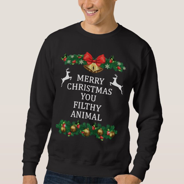Sudadera Feliz Navidad, sucio animal (Anverso)