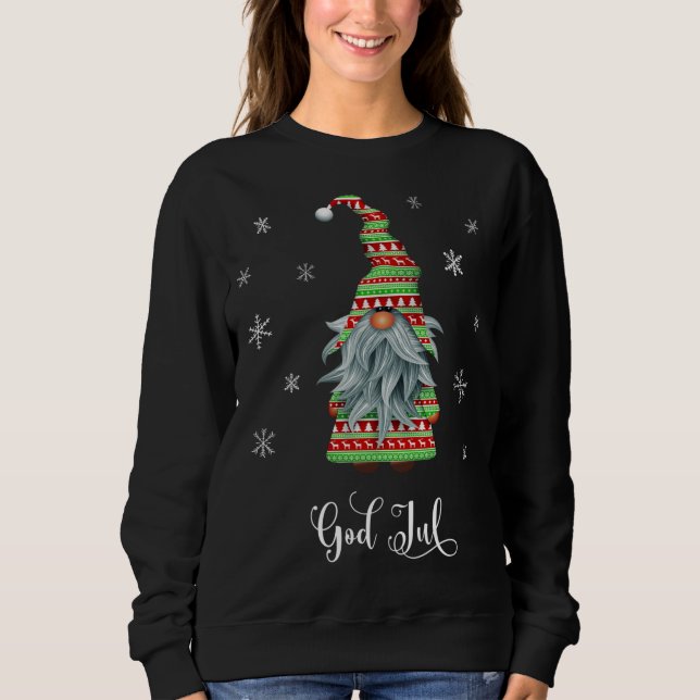 Sudadera Feliz Navidad Sueco Dios Jul Tomte Gnome (Anverso)