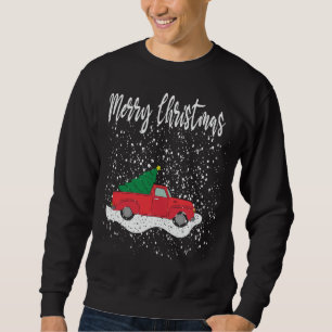 Sudadera Feliz Navidad Tee Red Truck Árbol de Navidad Nieve