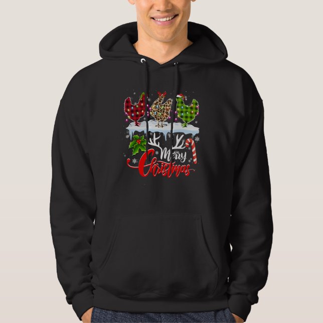 Sudadera Feliz Navidad Tres Chicken Buffalo Leopardo Rojo (Anverso)
