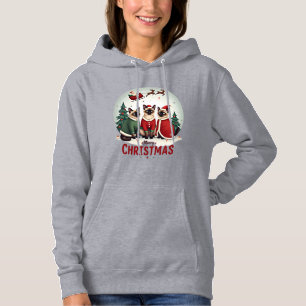 Sudadera Feliz Navidad Tres Santa Elfo Reno Siamés C