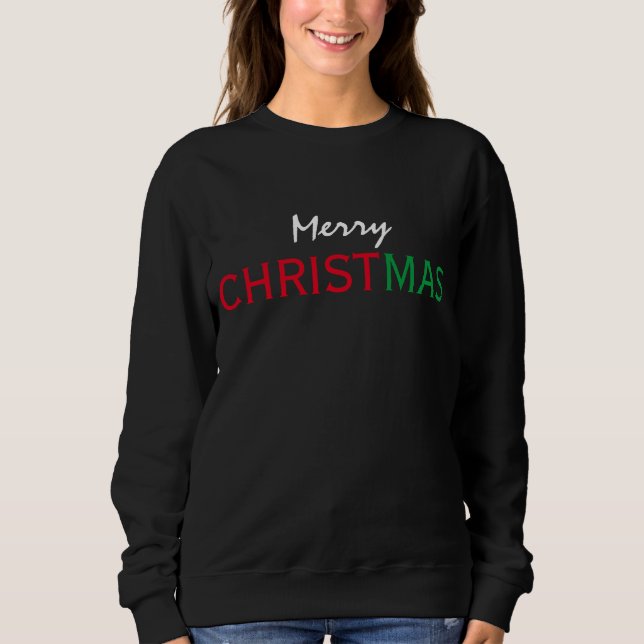 SUDADERA FELIZ NAVIDAD TYPOGRAPHY ROJO VERDE BLANCO (Anverso)
