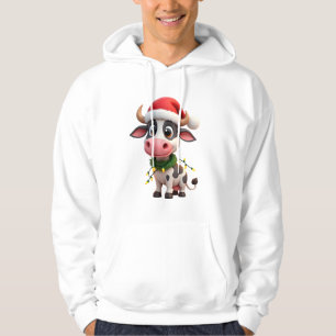 Sudadera Feliz Navidad Vaca Santa Luces de Navidad Vaca Xma