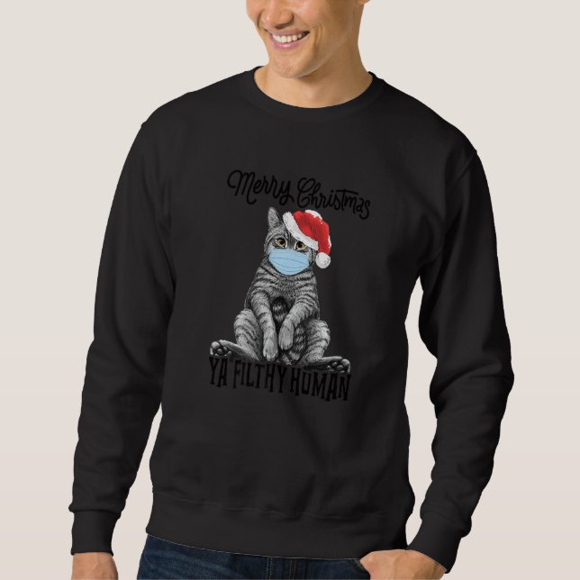Sudadera Feliz Navidad Ya Filthy Gato Humano Gatito Gatito  (Anverso)