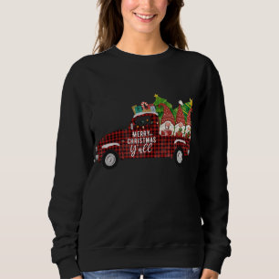 Sudadera Feliz Navidad Y'all Retro Gnomes Camión Rojo Sur