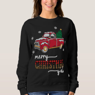 Sudadera Feliz Navidad YallRed Plaid Christmas Tree Truck
