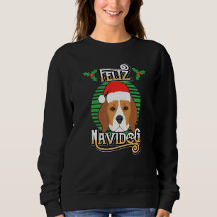 Sudadera Feliz Navidog Beagle Dog Santa Hat Funny Merry Chr