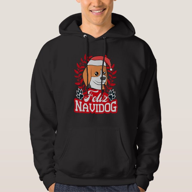 Sudadera Feliz Navidog Navidad Beagle Santa Hat Merry Chris (Anverso)