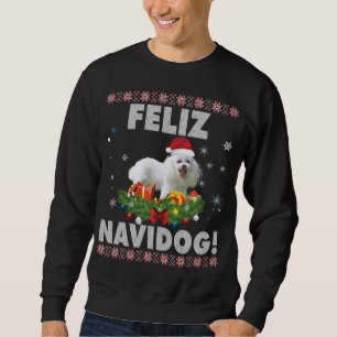Sudadera Feliz Navidog Poodle Dog Navidades suéteres feos