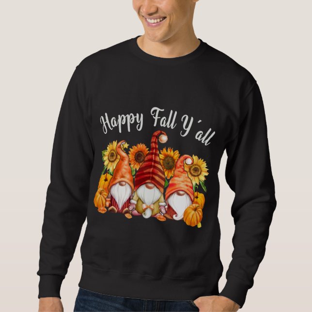 Sudadera Feliz otoño a todos los camiones Gnomes Pumpkins H (Anverso)