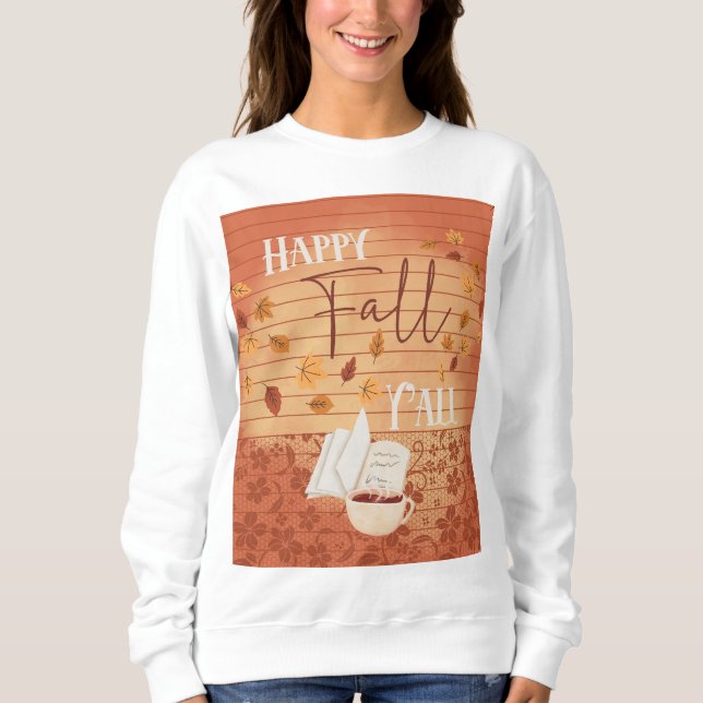 Sudadera Feliz otoño con café y hojas de otoño (Anverso)