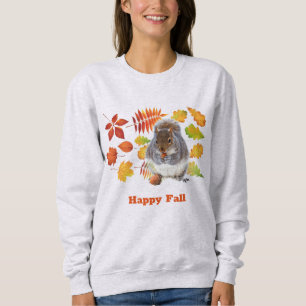 Sudadera Feliz Otoño Hojas Naranjas y Ardilla Estacional