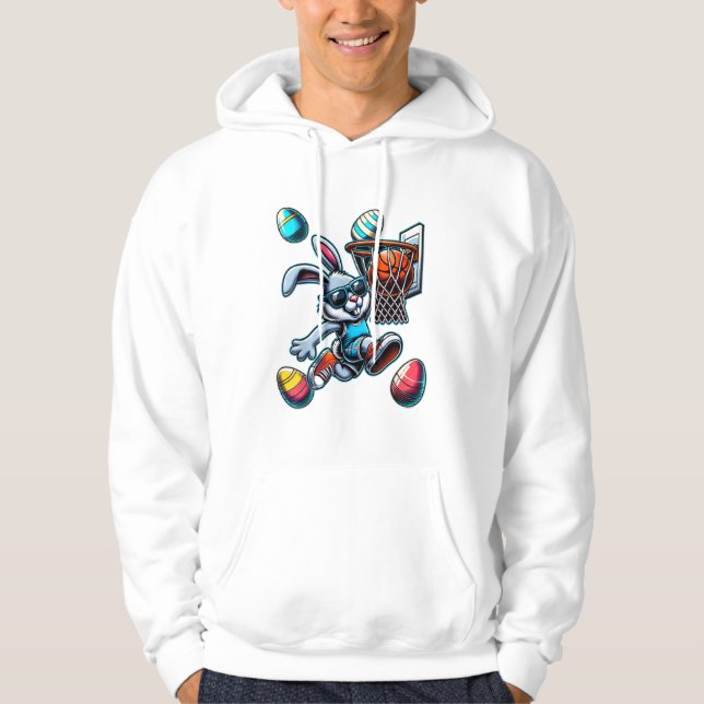 Sudadera Feliz Pascua Baloncesto Chicos Conejo de Pascua Di (Anverso)